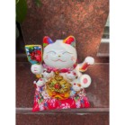 Mèo Thần Tài Vẫy Tay, Mèo May Mắn Thẻ Bài Tài Lộc Cao 26cm Kèm Sạc, Hộp Đẹp Và Thảm Hoa