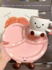 Bộ sưu tập PangPang gốm sứ gồm đĩa bánh quẩy size to 2 màu nâu hồng cốc PangPang thìa quẩy