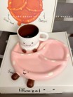 Bộ sưu tập PangPang gốm sứ gồm đĩa bánh quẩy size to 2 màu nâu hồng cốc PangPang thìa quẩy