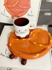 Bộ sưu tập PangPang gốm sứ gồm đĩa bánh quẩy size to 2 màu nâu hồng cốc PangPang thìa quẩy