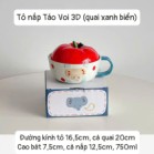 Tô nắp táo voi 3D quai xanh lá đường kính 16.5cm cao 7.5cm cả nắp 12.5cm dung tích 750ml