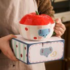 Tô nắp táo voi 3D quai xanh lá đường kính 16.5cm cao 7.5cm cả nắp 12.5cm dung tích 750ml