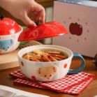 Tô nắp táo voi 3D quai xanh lá đường kính 16.5cm cao 7.5cm cả nắp 12.5cm dung tích 750ml
