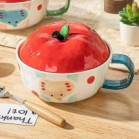 Tô nắp táo voi 3D quai xanh lá đường kính 16.5cm cao 7.5cm cả nắp 12.5cm dung tích 750ml