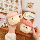 Cốc dâu tây mũ nấm 400ml kèm thìa và hộp 2 màu hồng đậm và hồng nhạt