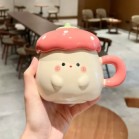 Cốc dâu tây mũ nấm 400ml kèm thìa và hộp 2 màu hồng đậm và hồng nhạt