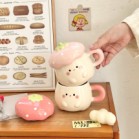 Cốc dâu tây mũ nấm 400ml kèm thìa và hộp 2 màu hồng đậm và hồng nhạt
