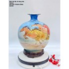 Bình hút lộc vẽ vàng 24K Cao 30cm Mã đáo thành công Bát Tràng