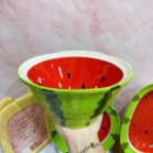 Set bát đĩa dưa hấu 3D 12 món gốm sứ cao cấp