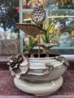 Thác nước phong thủy Sen đắp nhỏ kèm đế Bát Tràng cao 42cm