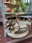 Thác nước phong thủy Sen đắp nhỏ kèm đế Bát Tràng cao 42cm
