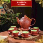 Ấm chén đỏ tách lót