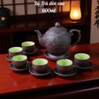 Ấm chén đen tách lót