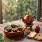 Bộ khay tròn dừa đỏ