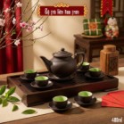 Ấm chén tử sa Bát Tràng dáng liên hoa dung tích 450ml