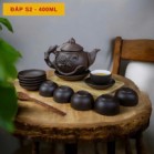 Bộ Ấm Chén Tử Sa Đắp Hoa Phù Dung Tách Lót