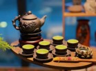 Bộ Ấm Chén Tử Sa Đắp Hoa Phù Dung Tách Lót