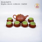 Bộ Ấm Chén Tử Sa Bưởi Trơn Tách Lót Màu Đen Dung Tích 400ml