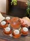 Bộ Ấm Chén Tử Sa Ganh Đào Đỏ Bát Tràng 400ml