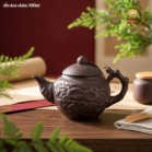 Bộ Ấm Chén Tử Sa Bát Tràng Hoa Châm Khay Sen Cá Màu Đen 400ml