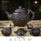 Bộ Ấm Chén Tử Sa Bát Tràng Hoa Châm Màu Đen 400ml
