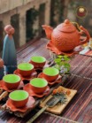 Bộ Ấm Chén Tử Sa Hoa Sen Tách Sen Màu Đỏ Bát Tràng 400ml
