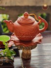 Bộ Ấm Chén Tử Sa Hoa Sen Tách Sen Màu Đỏ Bát Tràng 400ml