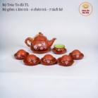 Bộ Ấm Chén Tử Sa Bát Tràng Trúc To Hoa Đào Tách Lót 350ml