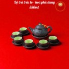 Bộ Ấm Chén Tử Sa Bát Tràng Trúc To Hoa Phù Dung Tách Lót 350ml