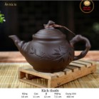 Bộ Ấm Chén Tử Sa Bát Tràng Trúc To Màu Đen Khay Chữ Nhật 350ml