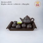 Bộ Ấm Chén Tử Sa Bát Tràng Trúc To Màu Đen Khay Chữ Nhật 350ml