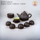 Bộ Ấm Chén Tử Sa Bát Tràng Trúc To Màu Đen Tách Lót 350ml