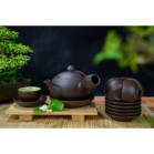 Bộ Ấm Chén Tử Sa Quai Chuôi Đắp Nổi 280ml