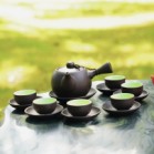 Bộ Ấm Chén Tử Sa Quai Chuôi Viên Mộc Màu Đen 300ml