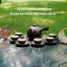 Bộ Ấm Chén Tử Sa Quai Chuôi Viên Mộc Màu Đen 300ml