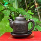 Bộ Ấm Chén Tử Sa Dáng Lục Tâm Trà Thư Pháp Kèm Phụ Kiện 290ml
