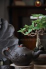 Bộ Ấm Chén Tử Sa Dáng Nhỡ Đắp Nổi Hoa Sen Lòng Gốm Kèm Khay Sen Nổi 270ml