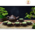 Bộ Ấm Chén Tử Sa Dáng Nhỡ Đắp Nổi Hoa Sen 270ml