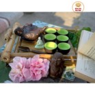 Bộ Ấm Chén Tử Sa Dáng Nhỡ Đắp Nổi Hoa Sen 270ml