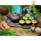 Bộ Ấm Chén Tử Sa Dáng Nhỡ Đắp Nổi Hoa Sen Kèm Khay Sen Cá 270ml