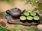 Bộ Ấm Chén Tử Sa Dáng Nhỡ Đắp Nổi Hoa Sen Kèm Khay Sen Cá 270ml