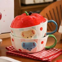 Tô nắp táo voi 3D quai xanh lá đường kính 16.5cm cao 7.5cm cả nắp 12.5cm dung tích 750ml