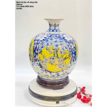 Bình hút lộc vẽ vàng 24K Cao 30cm Tứ cảnh bốn mùa Bát Tràng