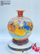 Bình hút lộc vẽ vàng 24K Cao 30cm Mã đáo thành công Thuận Buồm Xuôi gió Bát Tràng