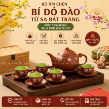 Bộ Ấm Chén Tử Sa Bí Đỏ Đào Bát Tràng 400ml
