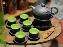Bộ Ấm Chén Tử Sa Bát Tràng Ba Chân 350ml