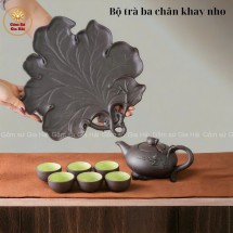 Bộ Ấm Chén Tử Sa Bát Tràng Ba Chân Lá Nho 350ml