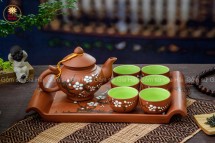 Bộ Ấm Chén Tử Sa Quai Rồng Đỏ Khay Gốm Dung Tích 320ml