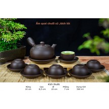 Bộ Ấm Chén Tử Sa Quai Chuôi Đắp Nổi 280ml